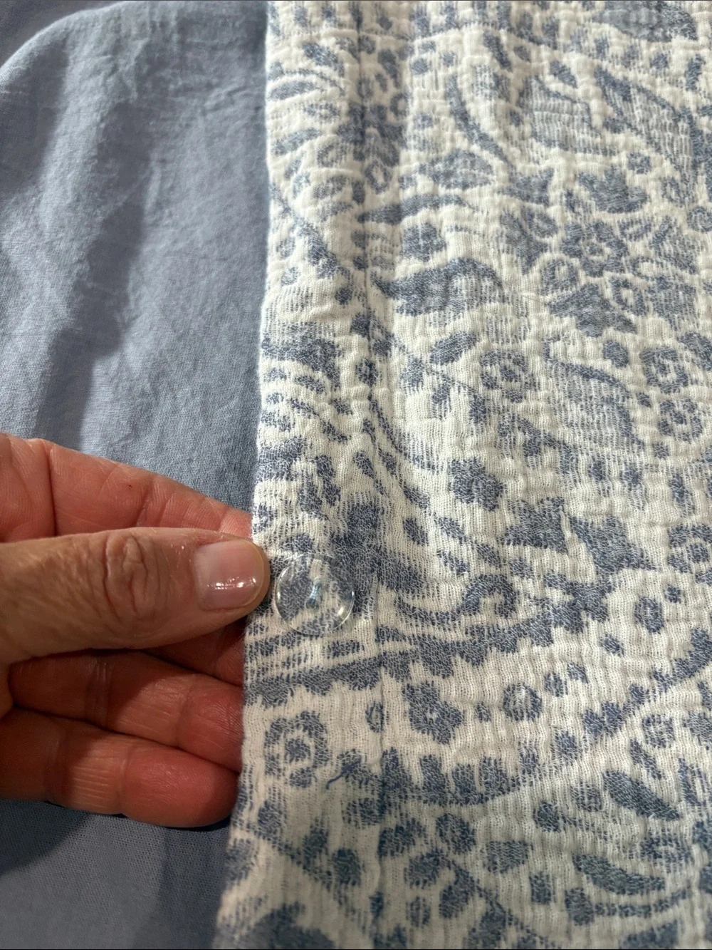 Tahari Slate Blue & Cream Paisley Quilted Coverlet